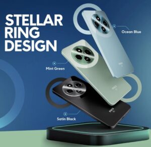 POCO 5G M7 color options: Satin Black, Ocean Blue, Mint Green