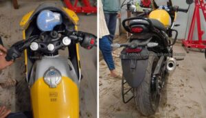 रोड टेस्टिंग के दौरान बिना कवर Triumph Thruxton 400 की झलक