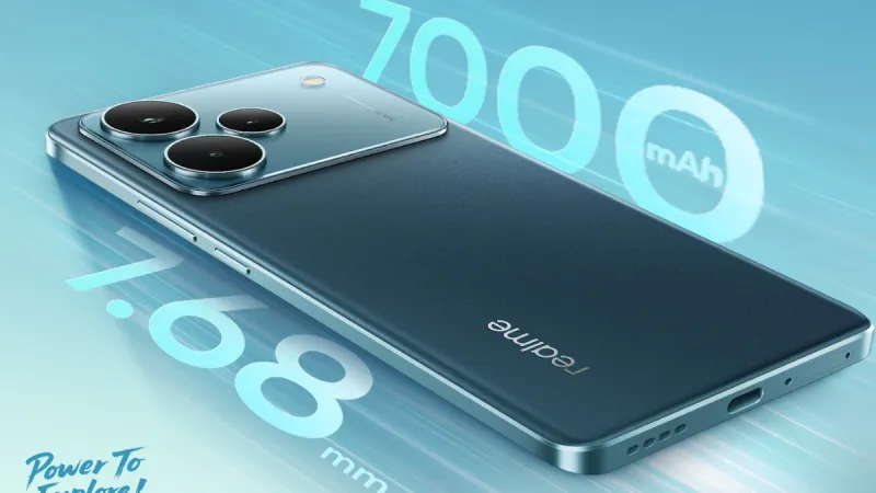 Realme P4 5G का फ्रंट व्यू, AMOLED डिस्प्ले और स्मार्टफोन डिजाइन दिखाते हुए